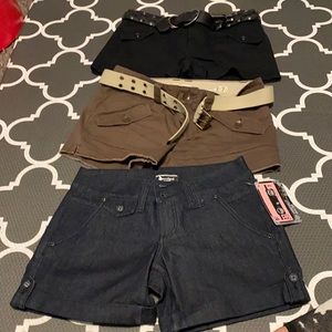Bundle 3 shorts one black one brown anddark jeans